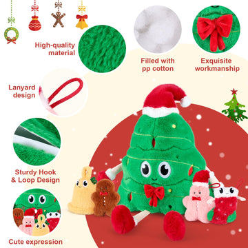 5-In-1 Christmas Tree Stuffed Animal With Babies Inside, 5Pc Set Christmas Pillows Plush With Mommy & 4 Babies, Christmas Stuffe