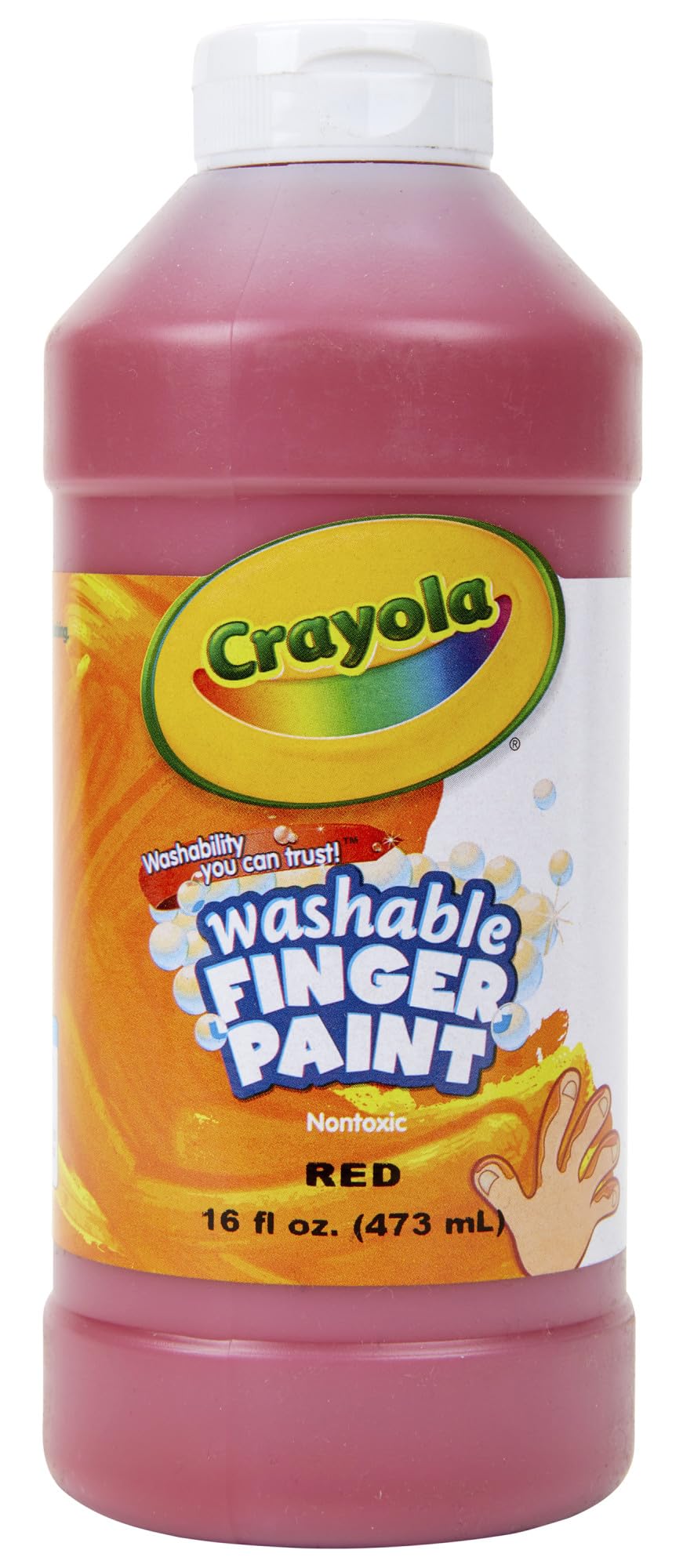 Crayola Washable Finger Paint, Red, 16 Ounce, School Painting Supplies, Gifts for Kids, 3, 4, 5, 6