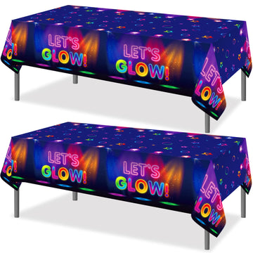Tegeme Glow Tablecloth 86 X 51 Inch Glow In The Dark Tablecloth Disposable Tablecloths For Glow Theme Neon Party Black Light Par