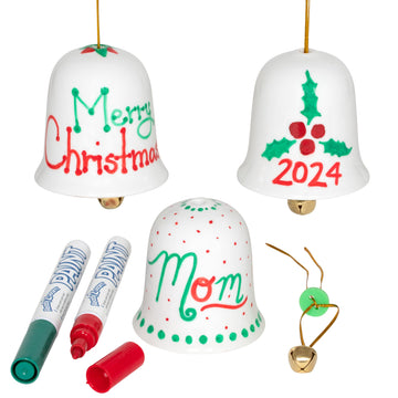 READY 2 LEARN Christmas Crafts - Design Your Own Porcelain Bells - Craft Kit for Kids - Christmas Tree Decorations - All Materia