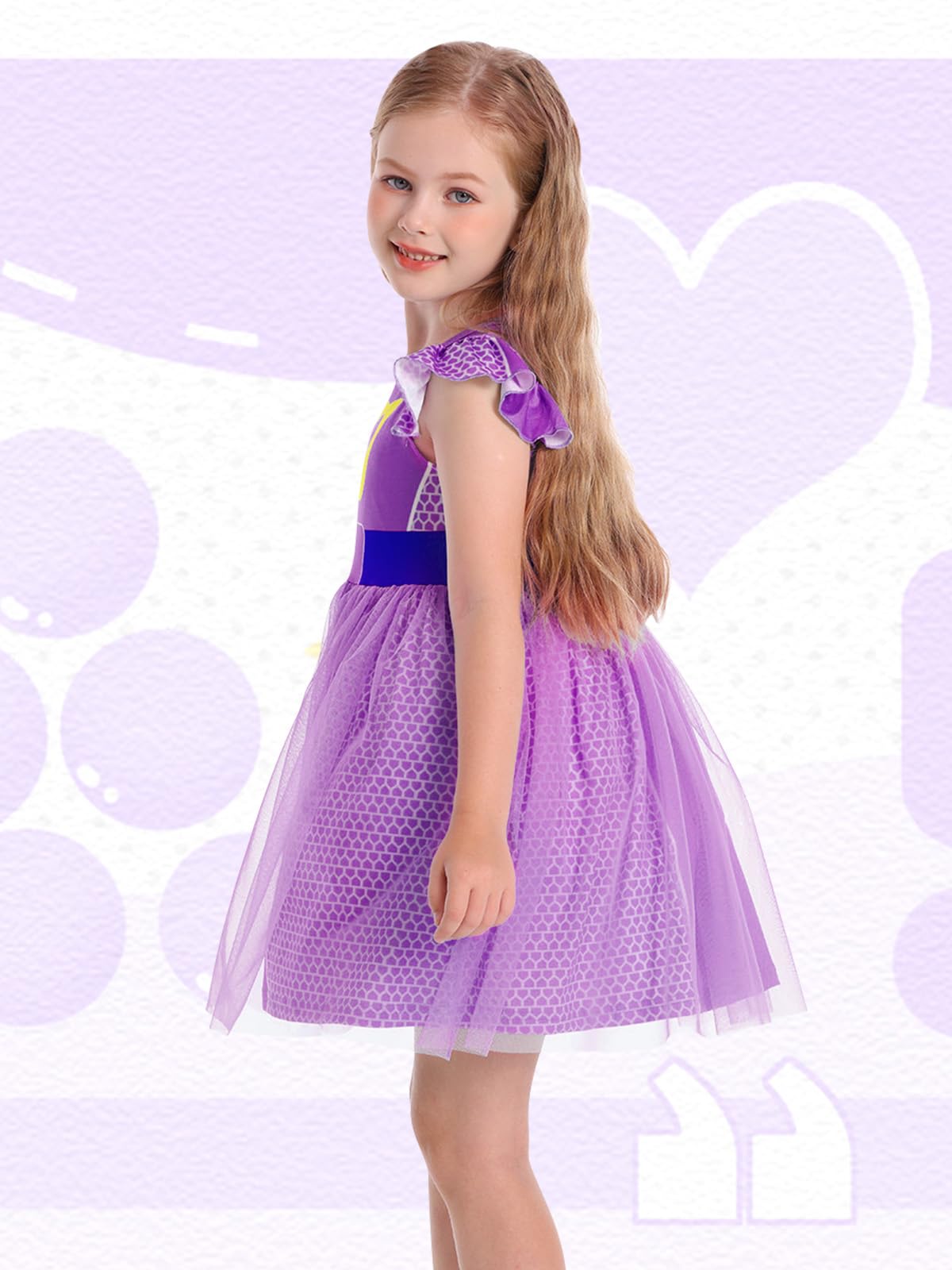 Marendyee Girls Kitties Dress Halloween Costume For Kids Tulle Mesh Cosplay Clothes