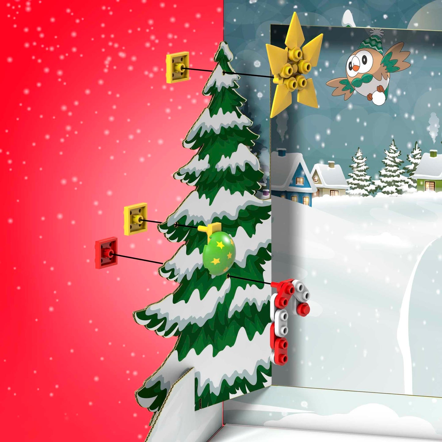 MEGA Pok  mon Building Toys Set, Holiday Calendar with 202 Pieces, 2 Poseable Characters and Accessories, for Kids