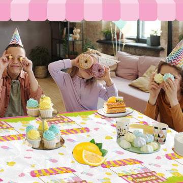 Lemon Tablecloth, 3Pcs Lemonade Table Cloth, Rectangle Plastic Lemon Party Table Cover, Disposable Lemon Table Cloth For Lemon T