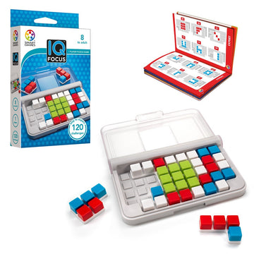 SmartGames IQ Focus Cognitive Skill-Building Travel Game with Portable Case Featuring 120 Challenges for Ages 8 - mature-themed