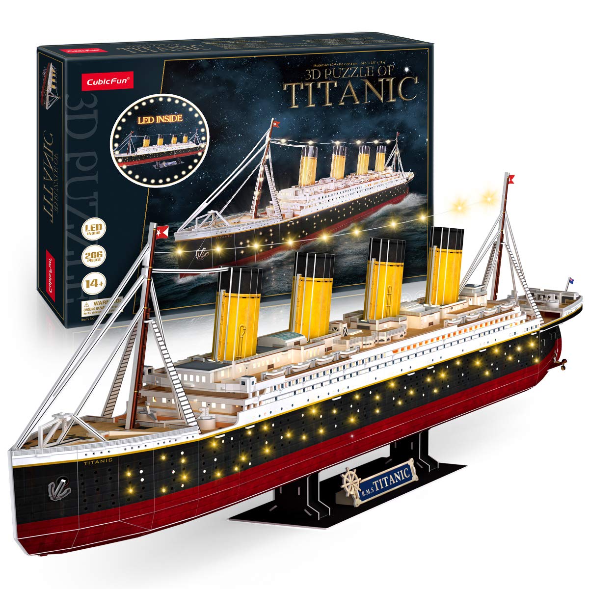 3D Puzzles For Adults - Led Titanic 35'' Large Ship - New Home Desk Decor - House Warming, Wedding, Anniversary, Valentines Day Teacher Gifts For Him Her
