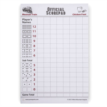 Yellow Mountain Imports Scoring Sheets for Dominoes - 60 Paper Scorepads, 8.2"x5.5", White, Model YM-DM001-A