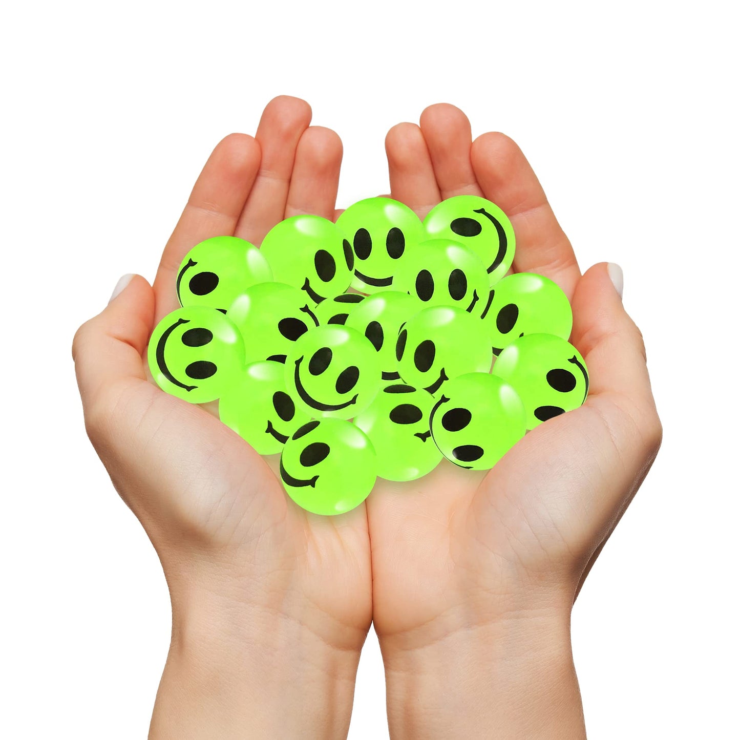 Artcreativity Glow In The Dark Smile Face Bouncy Balls - Bulk Pack Of 36, 1 Inch High Bounce Balls For Kids, Christmas Party Favors, Goodie Bag Stuffers For Boys And Girls