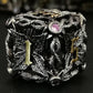 Mjdiceok Hollow Magic Vine Leaf Dnd Dice Set Metal Dice Set 7 Role Playing Dice D&D Dungeons And Dragons Dice (Black + Purple Ge
