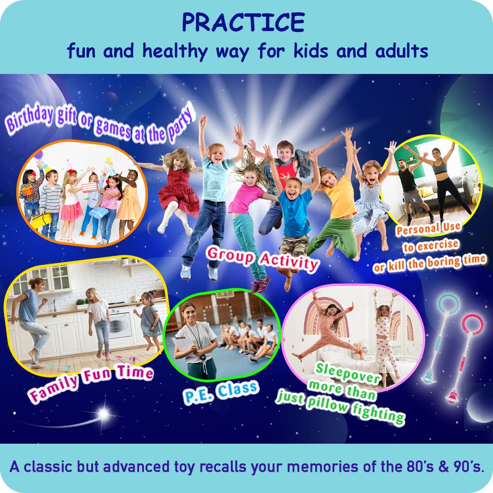 Rocket Flashing LED Ankle Skip Fun Cool Jumping Gift for Ages 5 6 7 8 9 10+ Kids NO Battery Charging Needed Family Exercise Fitn