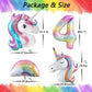 Unicorn 4Th Birthday Party Decorations For Girl Purple Pink Unicorn Party Theme Balloon Set, Large Rainbow Unicorn Helium Balloo