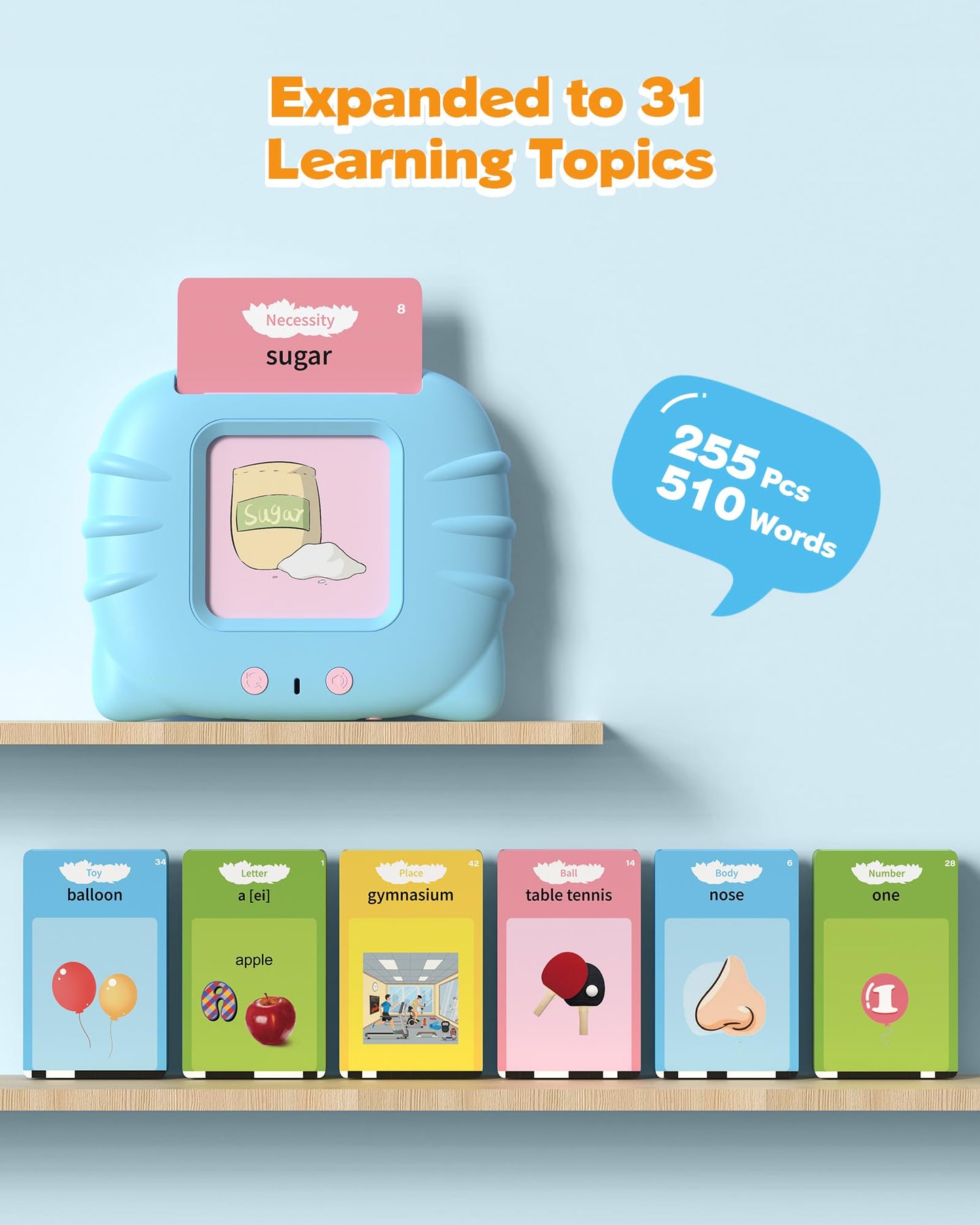 510 Words, Talking Flash Cards For Toddler 1 2 3 4 Year Olds, Language Learning Toys, Pocket Speech Therapy Toys, Autism Toys, M