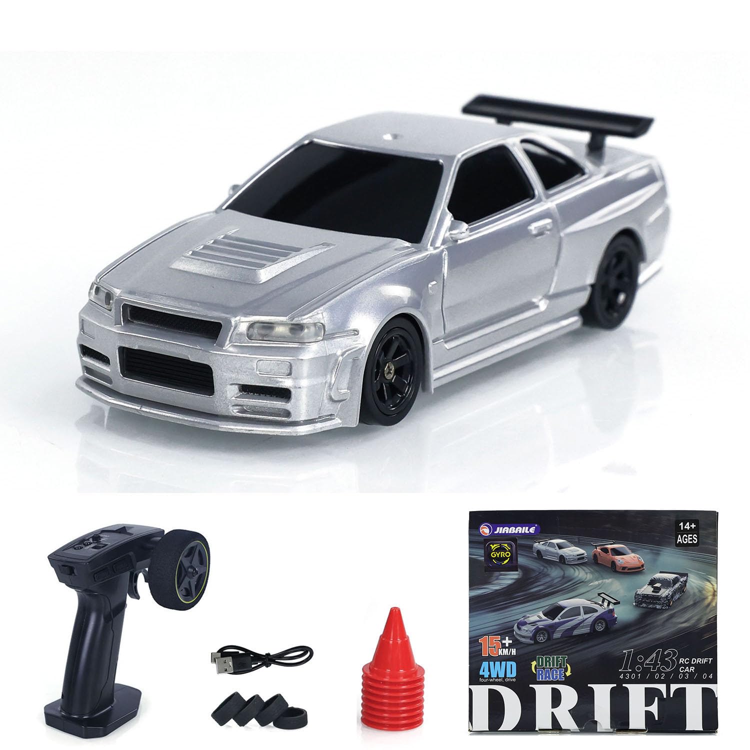 Wheelfun 1/43 Full Scale Rc Drift Race Vehicle With Gyro Edition 4Wd Ready To Go Mini Racing Car Remote Control Car High Speed M