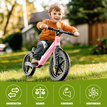 Ridego 12Inch Toddler Balance Bike 3 Year Old,Lightweight Push Bicycle With Inflatable Rubber Tires,Kids Bike For 2-4 Year Old B