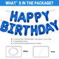 Pigetale 16 Inch Royal Blue Happy Birthday Balloon Banner, 13Pcs Letters With Aluminum Foil Inflatable Decorations, Unisex Party