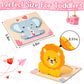Valentines Toys Gifts For Kids Toddlers - 4 Pack Wooden Puzzles With Animals Design, Valentine Party Favors For Boys Girls, Kids