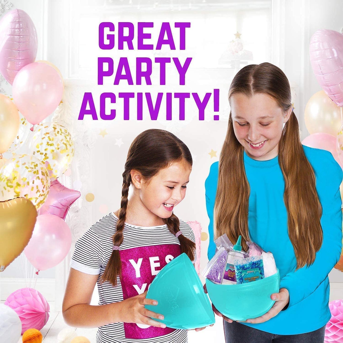 Girlzone Egg Surprise Mermaid Sparkle Slime Kit, 39 Pieces To Make Glow In The Dark Slime With Glitter Slime Add Ins, For Girls 8-12, Ideal Easter Gifts For Kids
