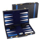 GSE Games & Sports Expert enhanced Leather Backgn Board Game Set  Classic Backgn Game Set with Leather Case  Travel Folding Board Game (Black&Blue  Large)