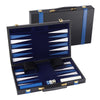 GSE Games & Sports Expert enhanced Leather Backgn Board Game Set  Classic Backgn Game Set with Leather Case  Travel Folding Board Game (Black&Blue  Large)