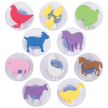 READY 2 LEARN Giant Stampers - Farm Animals - Set of 10 - Easy to Hold Foam Stamps for Kids - Arts and Crafts Stamps for Display