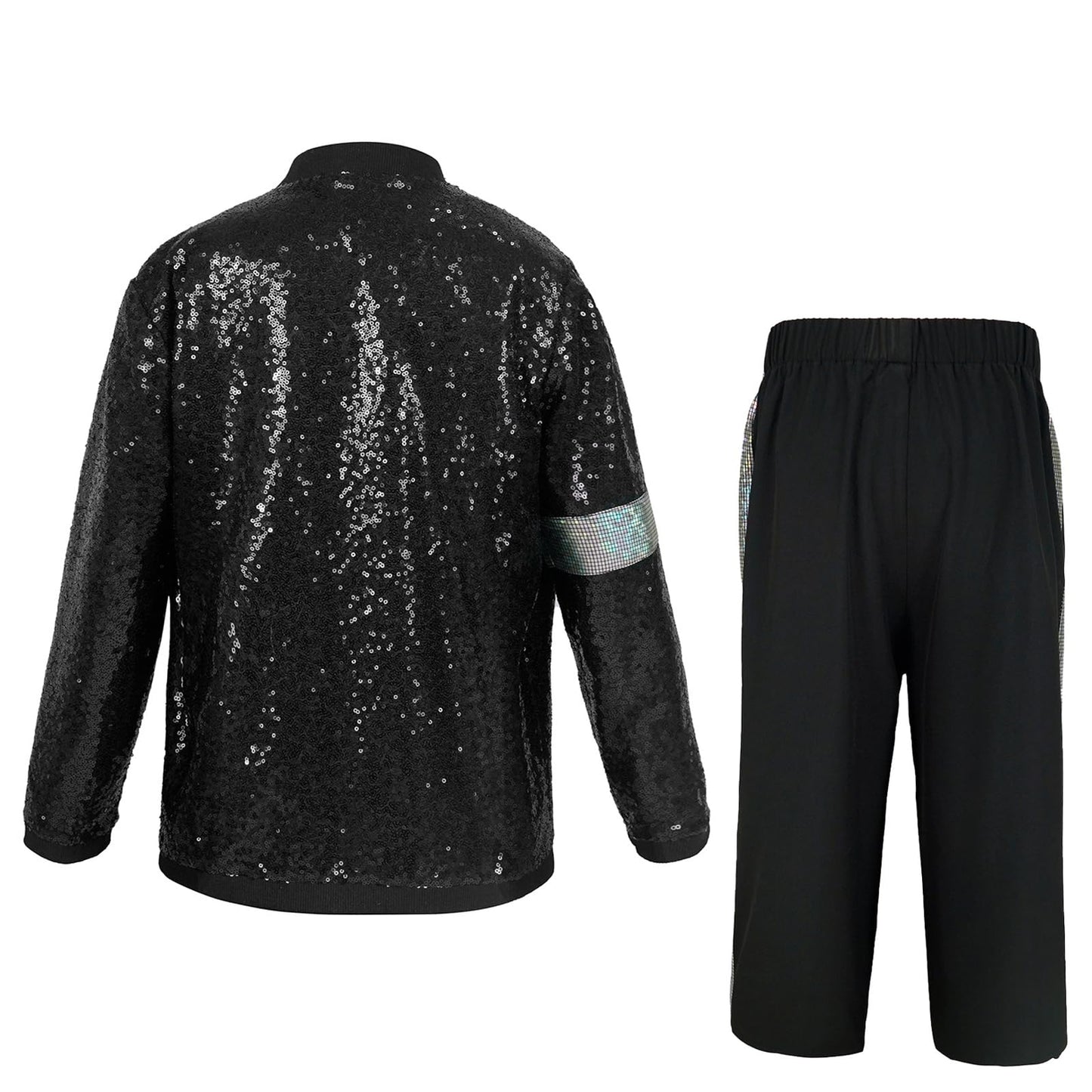 Nekifui Boys 70S Sequin Jacket Disco Outfits Pop King Costume For Kids Dance Star Set(Z3757,L)