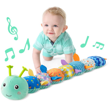 Lightdesire Baby Toys Musical Caterpillar,Infant Toys Stuffed Animal Toys With Ruler Design And Ring Bell,Baby Teething Toys For Tummy Time Newborn Boys Girls 0 3 6 12 Months(Blue)