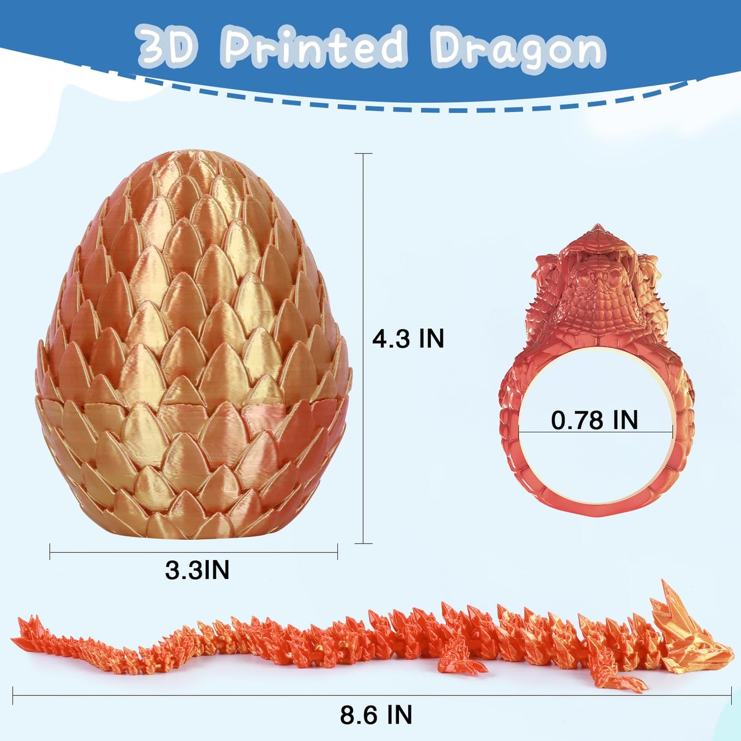 iBuddy 3D Printed Dragon Eggs  Surprise Dragon Eggs Fidget Toys for Kids  Articulated Crystal Dinosaur Fidget Toy for Kids  Birthdays  Halloween Christmas Decorations Gifts for Girls Boys