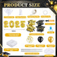 Gejoy 4 Sets Graduation Balloon Column Stand Kit with 314 Pcs Black Gold Latex Balloons 2025 Letters 6.5 ft Adjustable Metal Tub