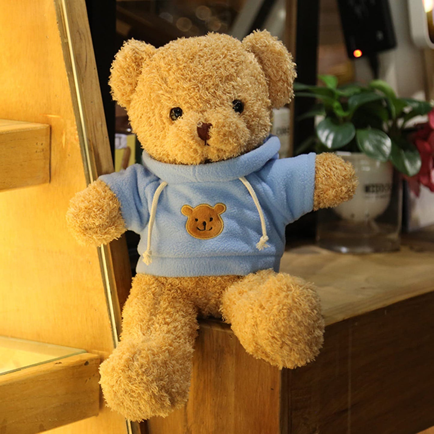 11.8 Inches Teddy Bear Stuffed Animals Soft Plush Cute Teddy Bear With Hoodie Doll For Boys Girls (Blue)