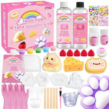 HOOLYUK Taba Squishy Kit  DIY Squishy Making Kit 1:1 AB Liquid Silicone  FuFu Squishy Kit with Mold  Flocking Powder - Stress Relief Entertainment Gifts for Any Occasion