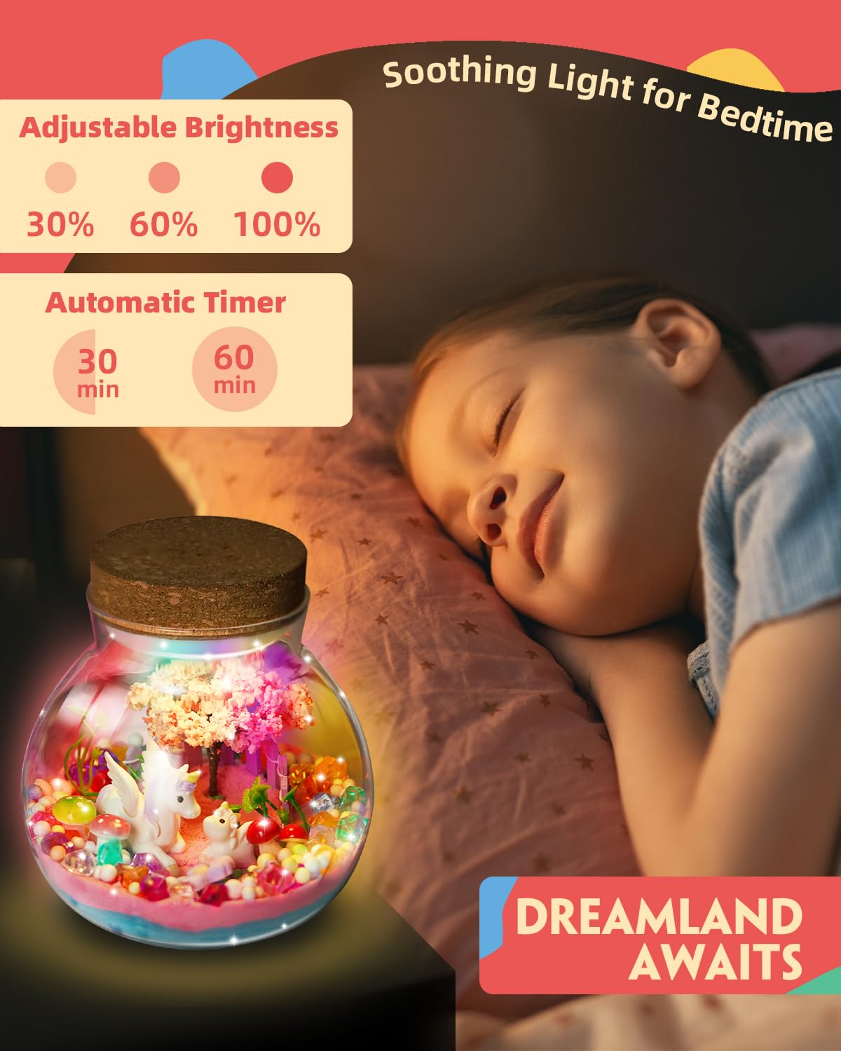 Light-Up Unicorn Terrarium Kit For Kids, Diy Arts & Crafts Gift For Girls Ages 4 5 6 7 8-12 Year Old, Led Night Light With Remot