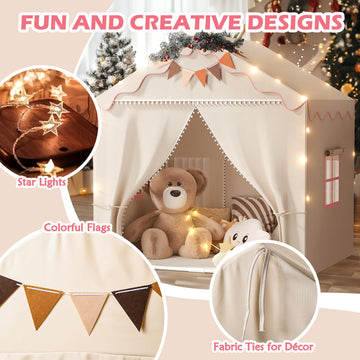 Eagelestone Kids Play Tent, 2 Doors With Padded Mat & Light, Large Tent For Toddler With 4 Windows,Kids Playhouse Outdoor & Indoor, 51' X 39' X 53'