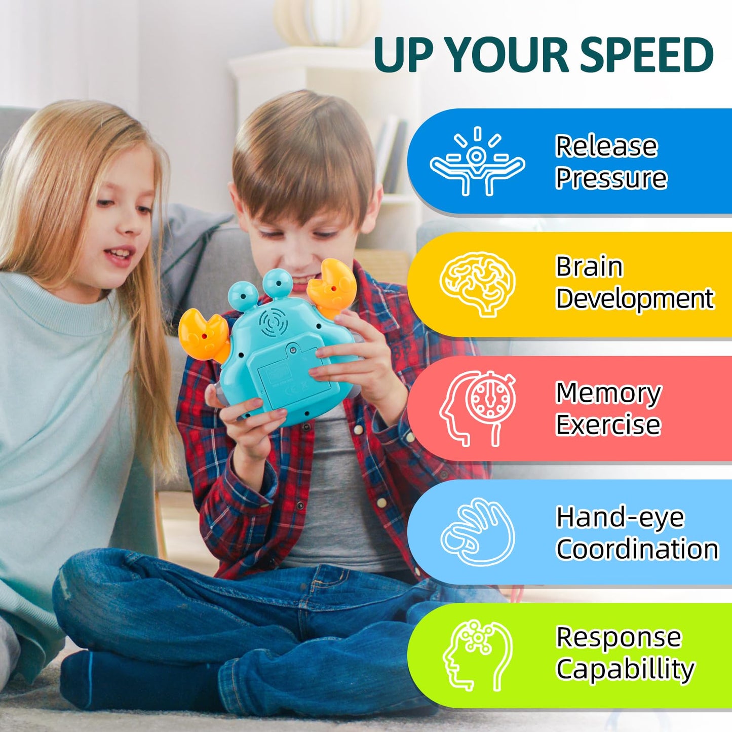 Gaper Go Quick Push Pop Game, 6 Modes Fast Push Bubble Game, Console Pop Game, Fidget Toys Light Up Pop Game, Handheld Puzzle Ga