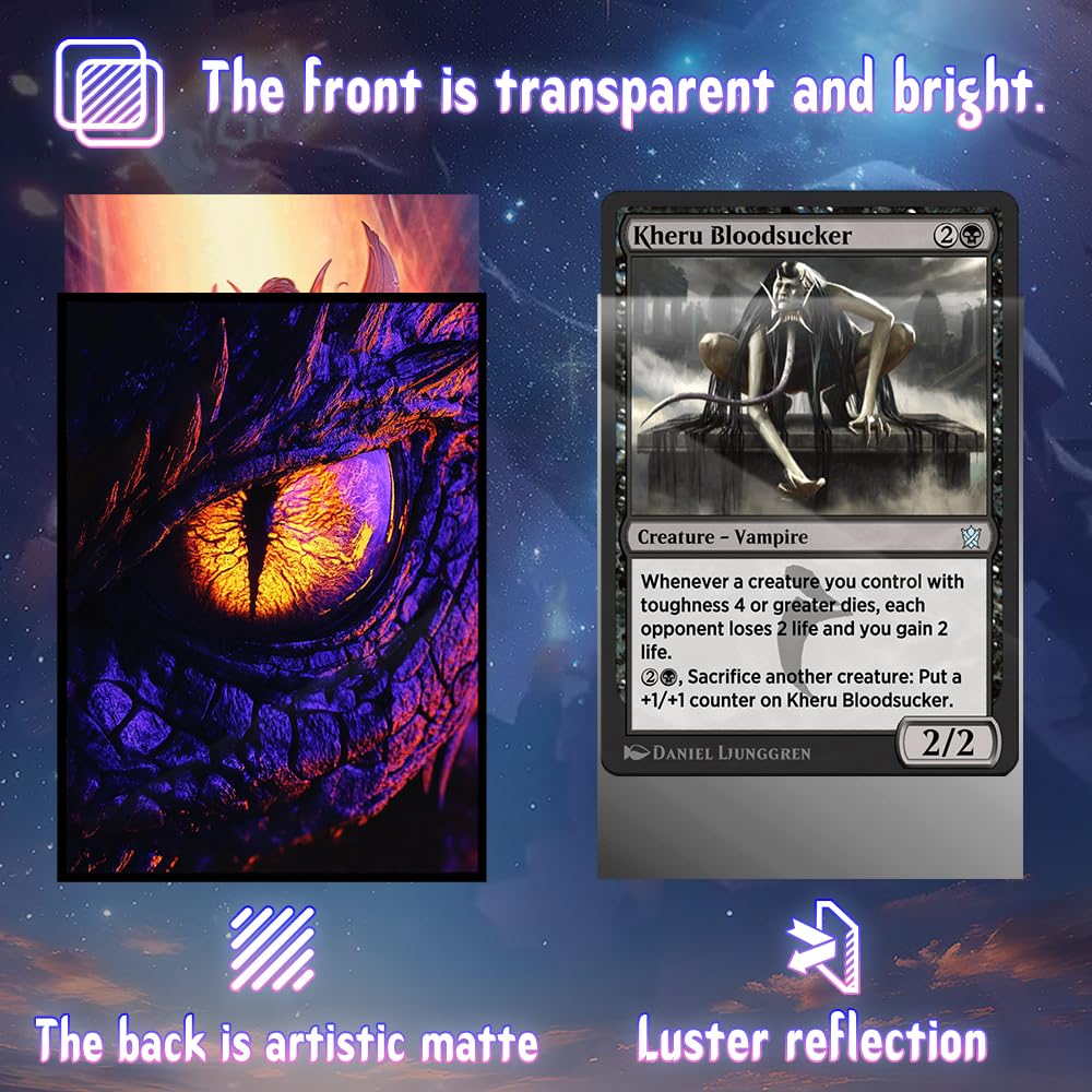 MTG Art Card Sleeves  Clear Front & Matte Back  Smooth Shuffle  66x92mm Trading Card Protectors