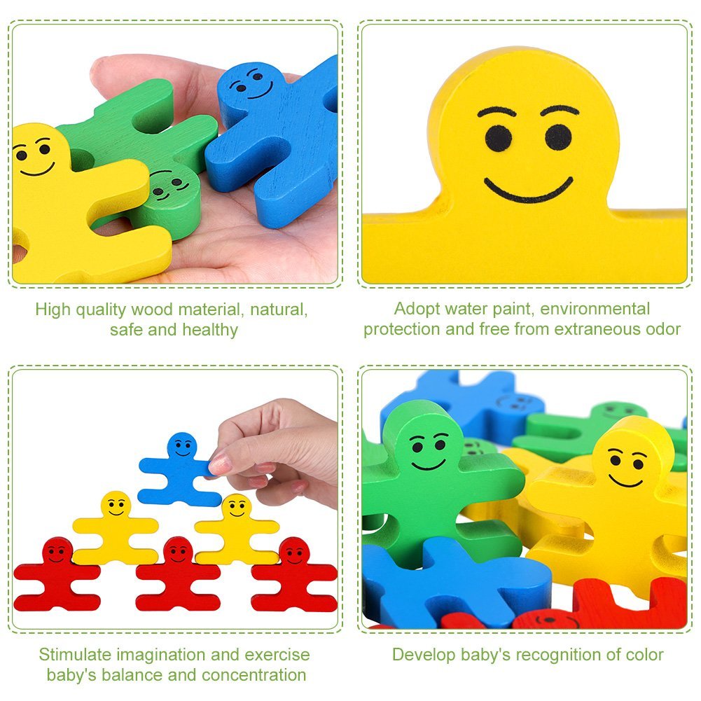 Umbresen Wood Balance Building Blocks Stacking Games Toys For Kids Children Toddlers Preschool Boys And Girls Learning Education