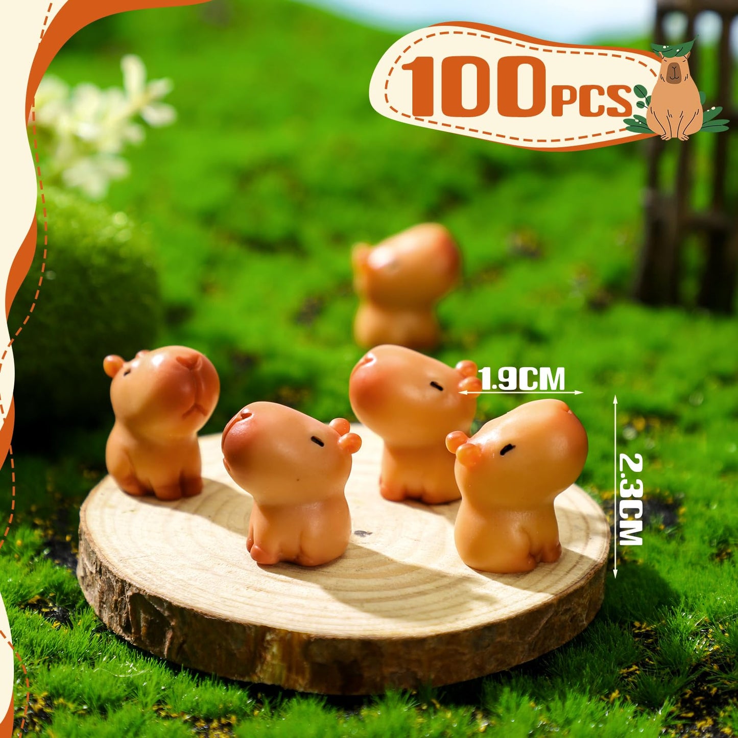 Simgoing 100 Pcs Capybara Figurines Mini Capybara Resin Figurines Capybara Figure Ornament Miniature Animal Desktop Tabletop Out