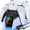 PS5 Controller Charger Station for Playstation 5 Controllers with LED Light Dual Stand Charger Dock, PS5 Controller Charging Station Accessories for PlayStation 5 Storage Kit with AC Adapter -Like New