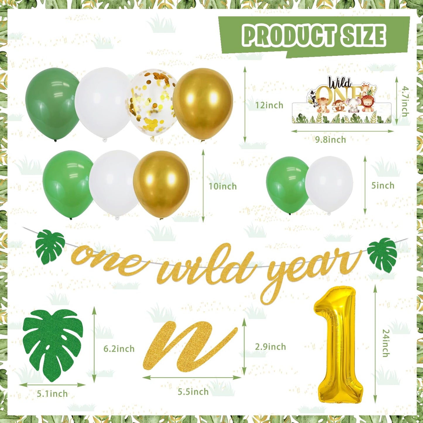 Wild One Party Decorations, 150 Pcs Jungle Animal Party Supplies Decor For Boy Girl Birthdays With Banners Cake Topper Cupcake T