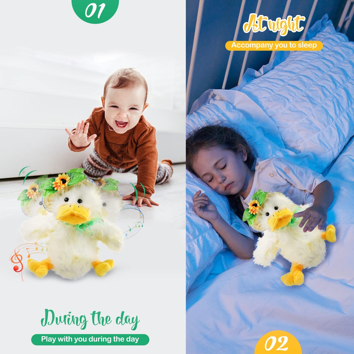 Houwsbaby 12 Electronic Duck Music Dancing Stuffed Animal Singing You Are My Sunshine Waving Interactive Duck Plush Toy With Str