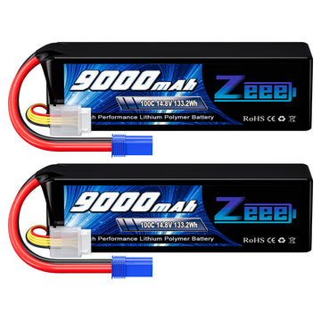 Zeee 4S Lipo Battery 9000mAh 14.8V 100C Soft Case RC Battery EC5 Connector with Metal Plates for RC Car Truck Tank Racing Models