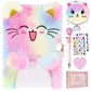 Cat Diary With Lock, Gift For 6 7 8 Year Old Girl, Secret Diary Journal Notebook With Coin Purse, Multicolored Pen, Post-It Note