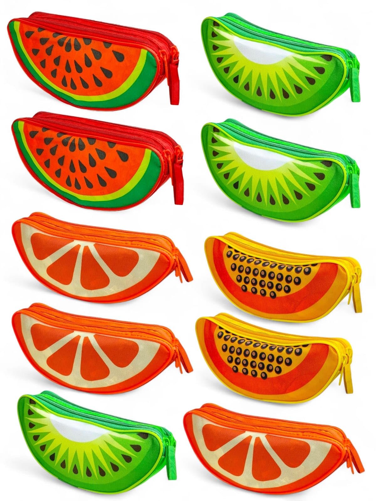 AMANVANI School Pencil Pouch, Fruit Design Pencil Case for Girls & Boys, Semi Circle Stationery Case, Birthday & Kanjak Return G