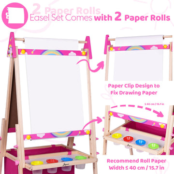 Joyooss Art Easel For Kids Easel For Toddlers, Adjustable Painting Station Wooden Easel Toddler Easels Kids Board Whiteboard & C