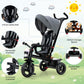 BABY JOY Tricycle, 5 in 1 Toddler Bike W/Removable Push Handle, Reversible Seat, EVA Wheel, Adjustable Canopy, Cup Holder & Stor