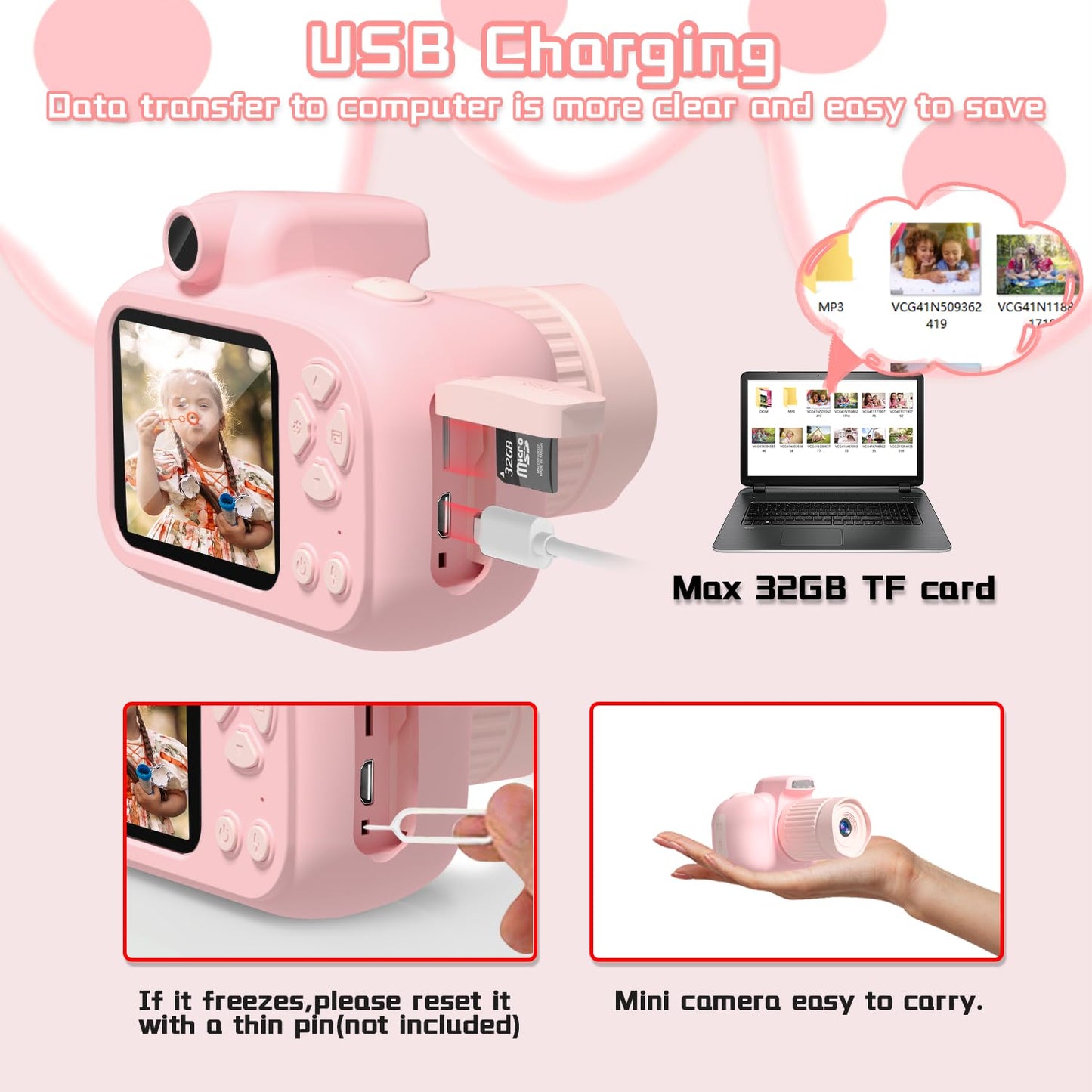 Temodu Kids Camera, Best Birthday Festival Toys Gifts For Girls Boys Age 3 4 5 6 7 8 9 10 11 12 Year Old, Digital Camera For Kid