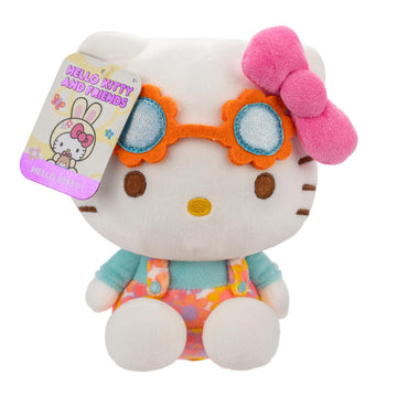 Hello Kitty And Friends Easter 8' Plush W/Flower Overalls & Sunglasses - Officially Licensed Sanrio - Soft Doll Stuffed Toy Figure - Basket Stuffer Gift For Kids, Girls, Boys - 2+