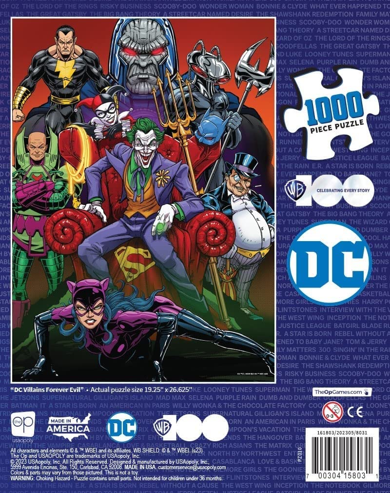Dc Villains Forever Evil 1000 Piece Jigsaw Puzzle | Celebrating Wb 100 | Officially Licensed Dc Comics Universe Merchandise | Collectible Puzzle Featuring Joker, Harley Quinn, Lux Luthor, And Others