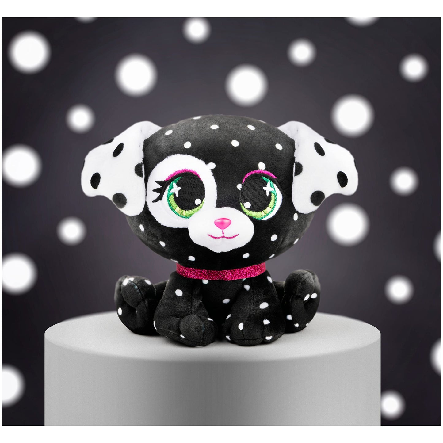 Gund P.Lushes Designer Fashion Pets Dottie Woofington Premium Dog Stuffed Animal Soft Plush With Glitter Sparkle, Black And Whit