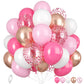 Pink Balloons, Pink And White Balloons, Pink Confetti Balloons Rose Gold Latex Balloons For Girls Birthday Baby Shower, Wedding