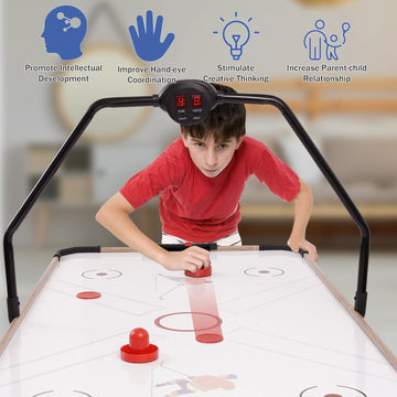 40in Tabletop Air Hockey Table  Portable Arcade Game Table for Kids and mature-themed  Indoor Game Table w/ 2 Pucks  2 Pushers  Electronic Motor Fans for Game Room?Family Recreation (Blue)