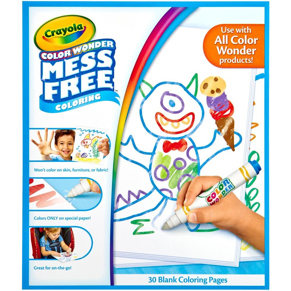 Crayola Color Wonder Mess Free Coloring Book, 30 Pages, White Paper, Ages 3-5, Model 752479
